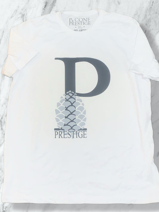 P. CONE PRESTIGE BRAND  WHITE TEE (BLK/GRY)